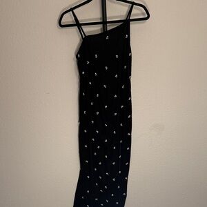 GUC Urban Outfitters Size 2 Asymmetrical Top Midi Velvet Dress with Pearls